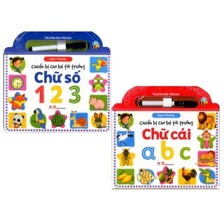 SÁCH - Combo Chuẩn Bị Cho Bé Tới Trường Chữ Số 123, Chữ Cái ABC - Bộ 2 Cuốn (Tặng kèm bút viết xóa)
