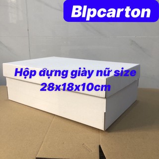 HỘP ĐỰNG GIÀY NỮ SIZE 28X18X10CM BỘ 20 HỘP CARTON MÀU TRẮNG