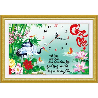 Tranh Thêu Chữ Thập 3D ĐỒNG HỒ CHA MẸ  Đi Khắp Thế Gian Không Ai Sánh Bằng Mẹ 223013 (KHÁCH TỰ THÊU) kt:60X41CM