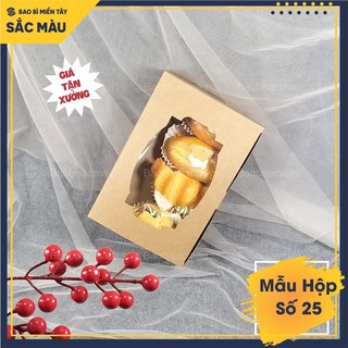5 Hộp giấy kraft nắp ngang có mặt kính đựng đồ ăn, thực phẩm khô sạch sẽ, xinh xắn, sang trọng - Mẫu hộp 25