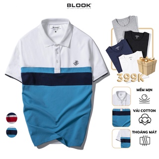 Áo polo nam slimfit BLOOK vải thun cá sấu cotton co giãn phối màu trẻ trung 33392 ( HÌNH THẬT )