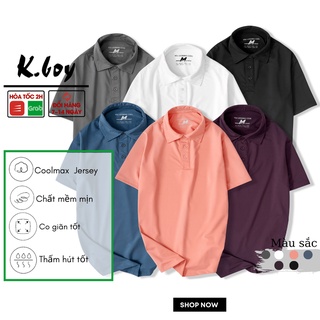Áo  thun polo ,áo phông nam trơn chất coolmax Có cổ  cổ bẻ 6 màu Basic, co giãn thấm hút tốt - AT07