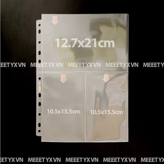 SHEET MEET YX 3 Ô 2 SIZE ĐỰNG POSTCARD CHO BÌA A4 (11 LỖ)