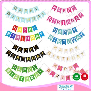 Dây chữ giấy Happy birthday đuôi cá ép kim