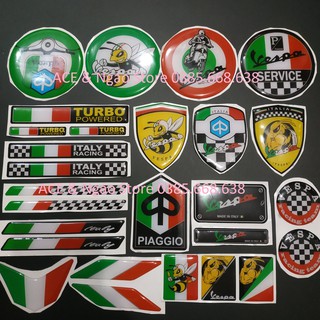 [Mã LIFEAUMAY giảm 10% tối đa 30k đơn 150k] Tem PVC dẻo Vespa Italy cờ Ý dán xe phong cách
