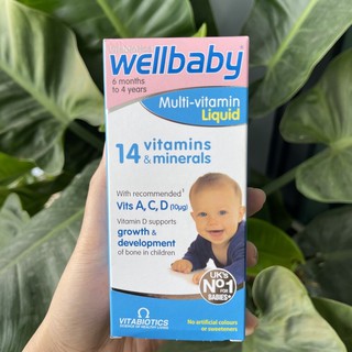 [Đủ bill, chuẩn air]Vitamin tổng hợp Wellbaby Multi-Vitamin Liquid 150ml cho trẻ 6m-4y Wellbaby UK 14vitamin