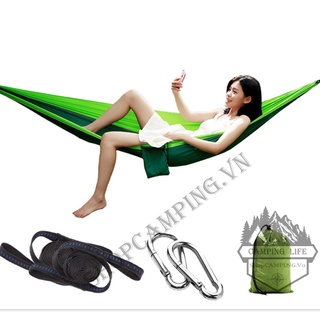Võng phượt dã ngoại cắm trại du lịch câu cá gọn nhẹ,Võng Hammock kèm dây và móc chuyên dụng