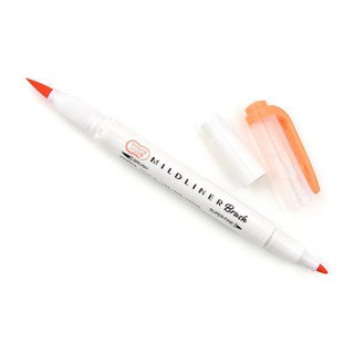 Bút lông đầu cọ Zebra Mildliner Double-Sided Highlighter Brush - Brush/ Extra Fine - Màu cam đào (Mild Marigold)