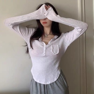 Áo len tăm dài tay dáng body cổ cúc siêu xinh dành cho nữ