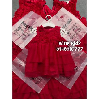 Váy Party Bé Gái Hoa Hồng Đỏ