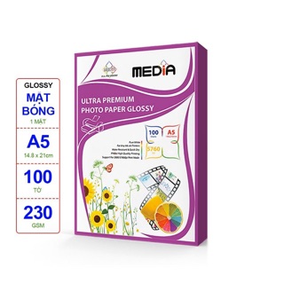 Giấy in ảnh Media 1 mặt bóng A5 - 230gsm ( 100 tờ )