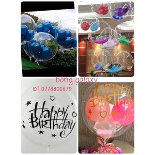 BÓNG GALAXY , BÓNG NHỰA PE TRONG SUỐT, DECAL CHỮ HAPPY BIRTHDAY