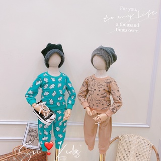 Đồ bộ dài tay chất da cá xanh nâu phiên bản động vật cực đẹp thu đông bé trai bé gái Namkidshop (V491)