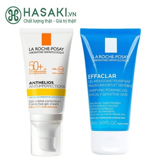 Combo La Roche-Posay Kem Chống Nắng Da Dầu Mụn 50ml + Gel Rửa Mặt Da Dầu 50ml