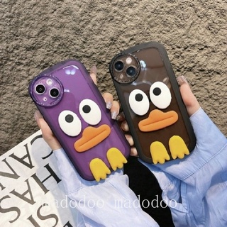 For iPhone 13 12 11 Pro Max Mini Cute Cartoon 3D Doll Duck Oval Edge High Quality Fine Hole Airbag Shockproof Clear Soft Phone Case Cover NKS 15