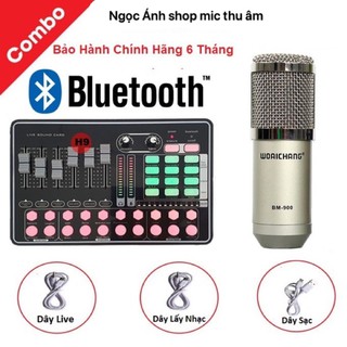 Combo Micro BM900 và Soundcard  H9 – Thu Âm Hát Live Stream, Karaoke, AutoTune, Giả Giọng, Cực Hay, Có Bluetooth