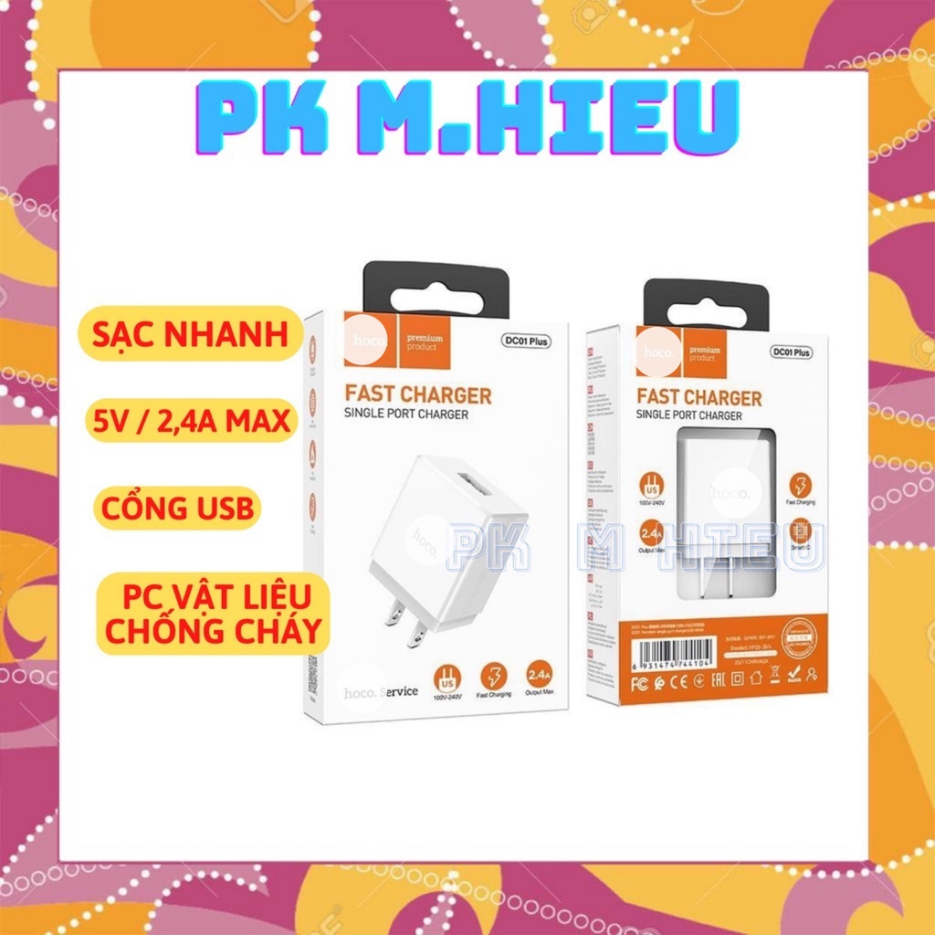 Củ sạc nhanh Hoco DC01 Plus 2.4A