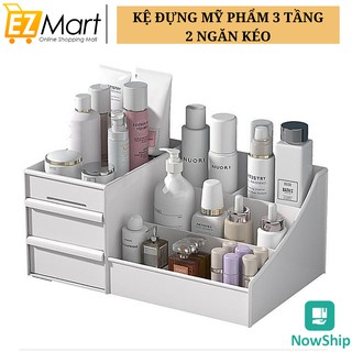 Kệ Đựng Mỹ Phầm 3 Tầng 6 Ngăn Bằng Nhựa Tiện Lợi, Nhiều Ô Kích Thước Lớn
