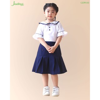 Đầm học sinh bé gái cổ sen nhún bèo GDP030 Jadiny, đồng phục học sinh tiểu học, lớp 1,cấp 1 siêu dễ thương, thoáng mát