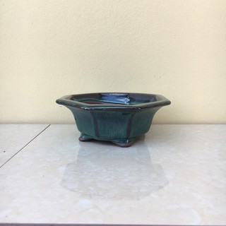Chậu bonsai Bát giác mini men hỏa biến gốm Bát tràng 1 size BM-21