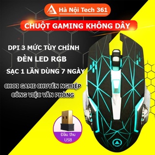Chuột Không Dây Gaming Sạc Pin A4 Led RGB Click Không Gây Tiếng Ồn