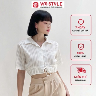 Áo sơ mi nữ croptop VM STYLE tay ngắn eo rút sexy 020574 - 22SU022X1102