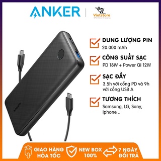 Pin sạc dự phòng Anker A1281 PowerCore Essential PD 20000mAh 18W USB-C Power Delivery + PIQ2.0 Fast Charging