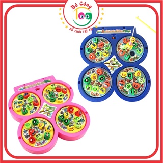 Đồ Chơi Câu Cá Nam Châm 4 Hồ Xoay Tròn Chạy Pin Phát Nhạc Vui Nhộn Dành Cho Bé