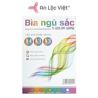 Bìa màu A4 Ngũ Sắc 160 gsm trắng (100 tờ)