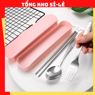 Bộ Đũa Thìa Dĩa INOX Loại Tốt Cho Dân Văn Phòng, Sinh Viên, Đi Picnic Dã Ngoại ( Có Hộp) 88085 tổng kho sỉ vp88