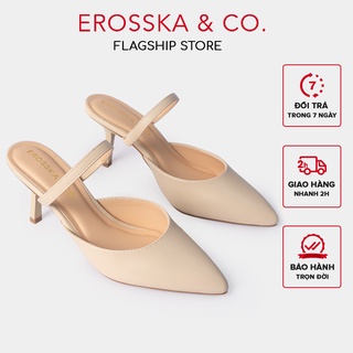 Dép sục cao gót Erosska quai mảnh cao 8cm màu kem _ EM073