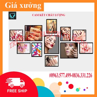 FREESHIP-KÈM QUÀ TẶNG KHI MUA BỘ 11 TRANH KHUNG KÍNH TIỆM NAIL CAO CẤP( VIDEO THẬT)