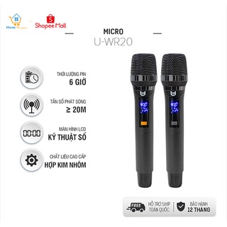Micro Không Dây Karaoke U-WR20, Chuyên Dành Cho Mọi Loa Kéo, Âm Ly, Tần Số 50, bảo hành 12 tháng