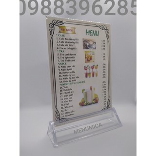 KỆ MICA ĐỨNG A4, A5, A6 MENU MICA ĐẾ ĐỨNG TAM GIÁC