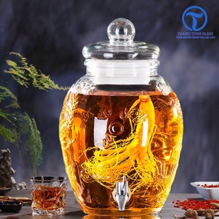 Bình ngâm rượu thuỷ tinh 10 lít Rồng Phụng Có van &amp; không van