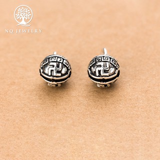 Mặt dây chuyền bạc hình quả chuông treo hoa tiết chữ vạn treo - NQ Jewelry
