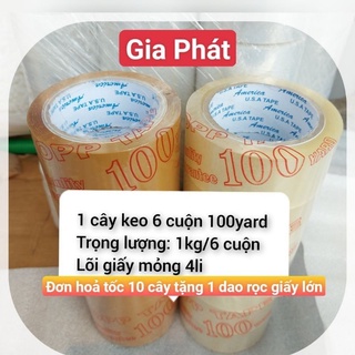 Băng keo, keo trong / đục 5F-100yard 1kg/cây 6cuộn (LƯU Ý LÕI GIẤY MỎNG)