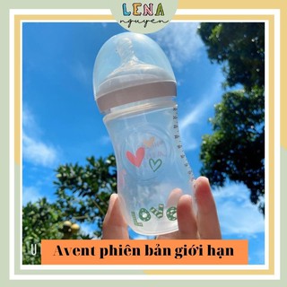 Bình sữa họa tiết cổ rộng 260ml avent có tay cầm Avent giới hạn chống sặc Avent