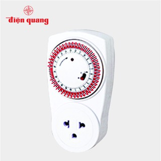 Ổ cắm hẹn giờ Điện Quang ĐQ ESK MT03 WR 13 (Điều chỉnh cơ, 1 lỗ - 3 chấu, trắng – đỏ)