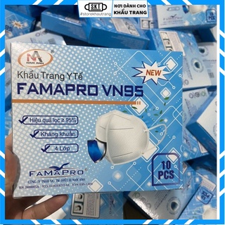 (Hộp 10 Cái) Khẩu Trang Y Tế FAMAPRO VN95 4 Lớp Nam Anh - Khẩu Trang Bảo Hộ Ép Cứng Chống Bụi Mịn / Vi Khuẩn