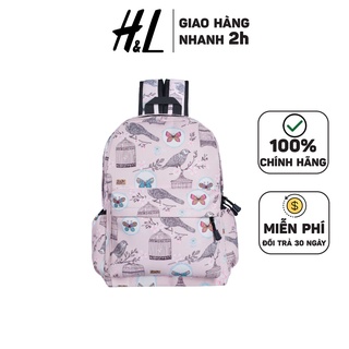 Balo Đi Học Thời Trang Vintage Họa Tiết Chim Pink, Có Ngăn Đựng Laptop, Chất Liệu Chống Nước, Chống Ẩm Mốc, Mang Đi Chơi
