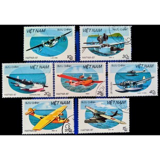 Tem sưu tập MS 534 Tem CTO Việt Nam Máy bay đậu nước 1987 ( 7 tem )