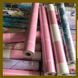 10 m giấy dán tường kẻ ô vuông hồng keo sẵn khổ 45 cm