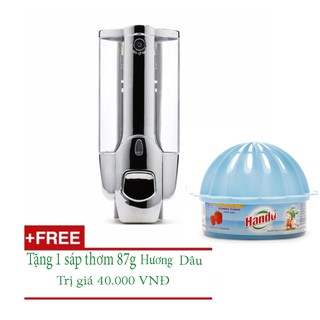 Hộp xà phòng treo tường nhấn 1 bình + Tặng kèm 1 sáp thơm cao cấp 87g Hương Dâu