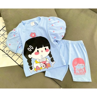22-40kg | Bộ ngố bé gái thun cotton 4c