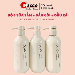 Combo Sữa Tắm + Dầu Gội + Dầu Xả Hoa Anh Đào Nhật Bản 300ml - Sakura Japan - Kiềm Dầu, Suôn Mượt, Lưu Hương Thơm Mát