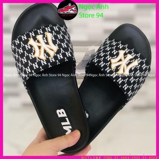 Dép quai ngang, dép mlb NY LA đen trắng thời trang nam nữ hang 11 full bil box bản trung