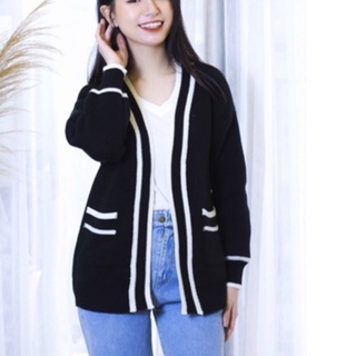 Áo cadigan khoác ngoài dáng rộng kẻ sọc freesize
