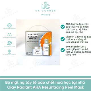 Bộ mặt nạ tẩy tể bào chết hoá học tại nhà Olay Radiant AHA Resurfacing peel mask