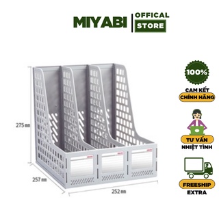 Kệ đựng tài liệu văn phòng phẩm Deli 3 ngăn đứng để bàn-nhựa pp-cao cấp- E9845-1 cái -tiện dụng -giá rẻ